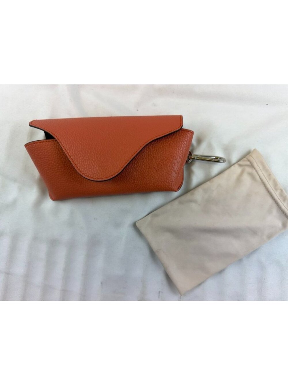 Loewe Paula’s Ibiza Orange Leather Snap Pouch Case for Glasses & Sunglasses